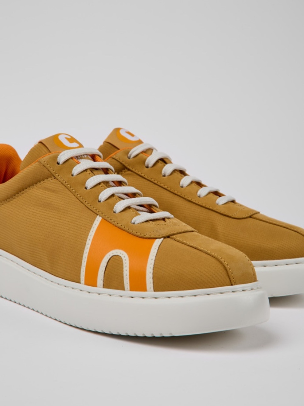 Camper Tan and Orange Low-Top Sneakers